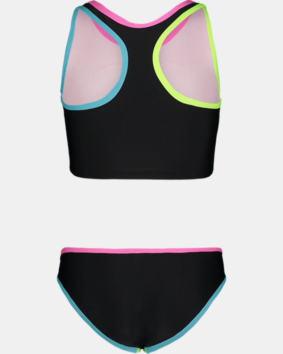 Girls' UA Two-Piece Racer Midkini, Black, pdpMainDesktop image number 1